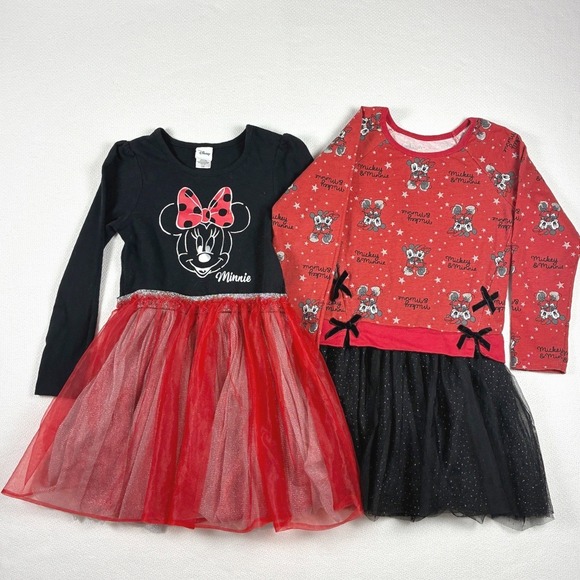 Disney Other - Two Disney Minnie Mouse Tutu Dresses Red Black Sparkles Princess Fairytale 6X